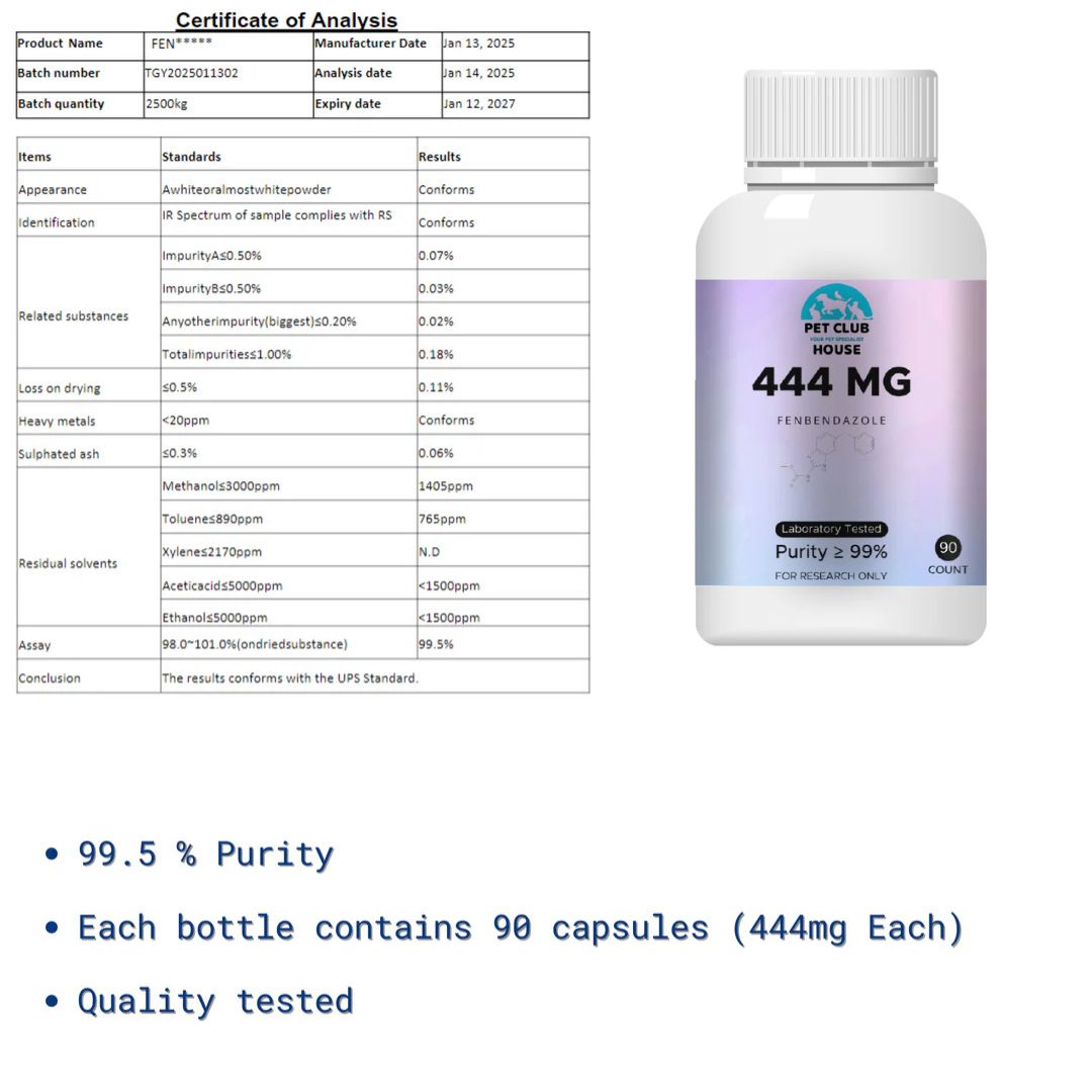 Fenbendazole 444mg 90 Capsules - Fenbendazol 444mg, Purity >99%