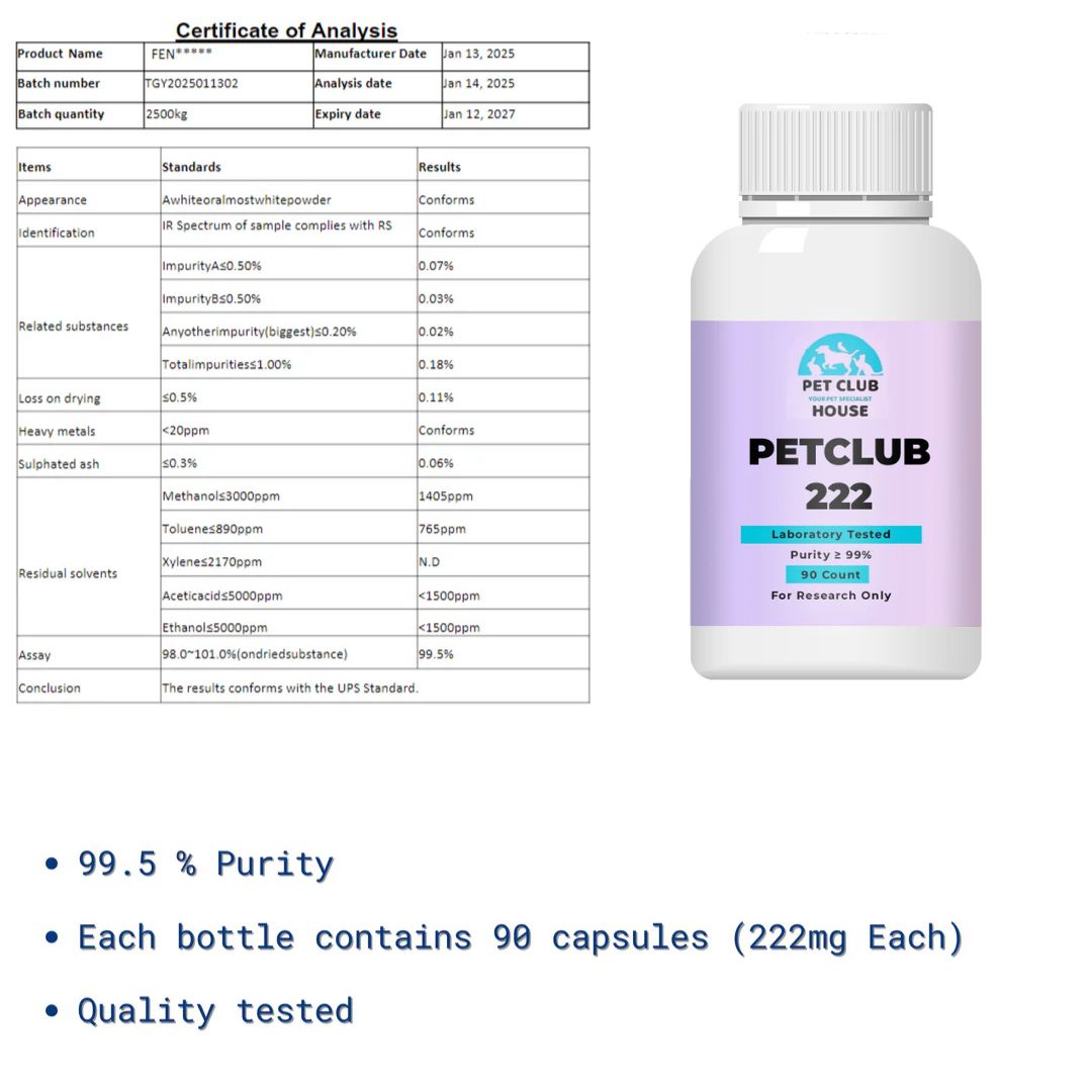 Fenbendazole 222mg 90 Capsules - Fenbendazol 444mg, Purity >99%
